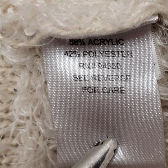 T/O Sweaters Knit Sweater Dress Women Sz M Neutral Taupe Beige 3/4 Sleeve Fuzzy - Picture 6 of 10